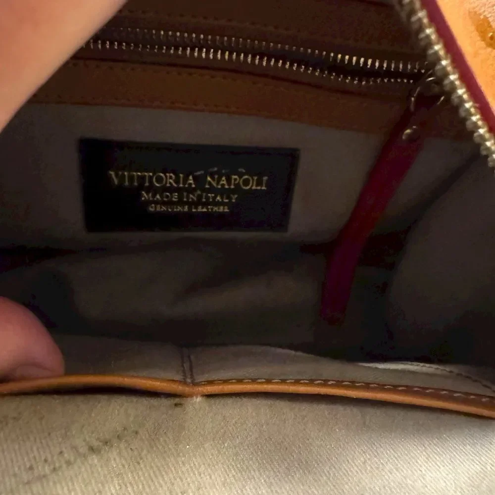 Vittoria Napoli Leather Fringed Mini Backpack Purse Italy